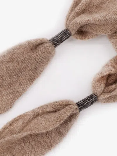 Brunello Cucinelli Women Cashmere Scarf With Monili Detail In Pink