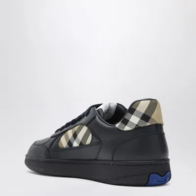 Burberry Indigo Blue Leather And Check Sneaker Terrace