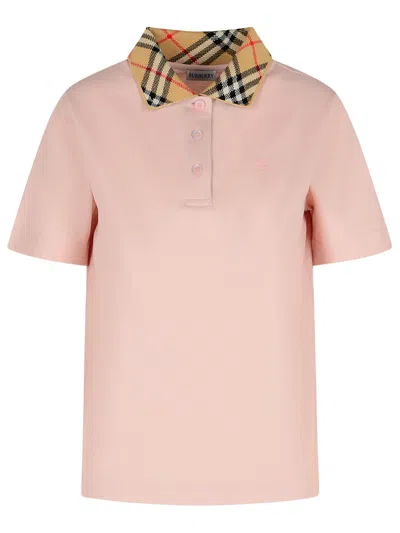 Burberry Polo Shirt With Classic Check Pattern And Tonal Logo Embroidery