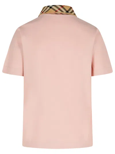 Burberry Polo Shirt With Classic Check Pattern And Tonal Logo Embroidery