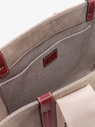 Chloé Linen Shoulder Bag With Logo Print.this Bag Is Made With Lower Environmental Impact Material
