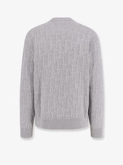 Dior Men  Oblique Cotton Blend Sweater In Gray
