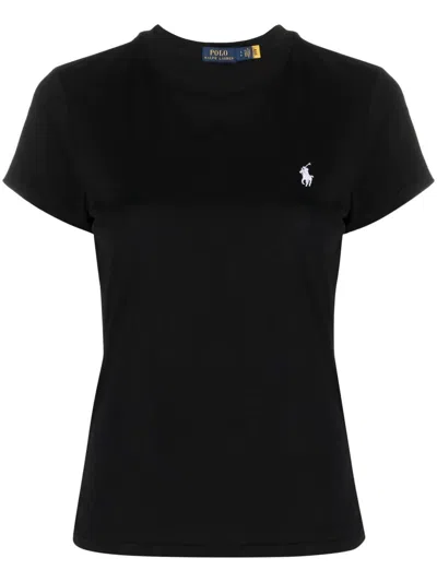 Polo Ralph Lauren Crew Neck T-shirt With Horse In Black  