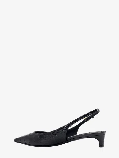 Dolce & Gabbana Mun 30 Croc-embossed Leather Slingback Pumps In Black