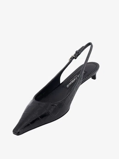 Dolce & Gabbana Mun 30 Croc-embossed Leather Slingback Pumps In Black