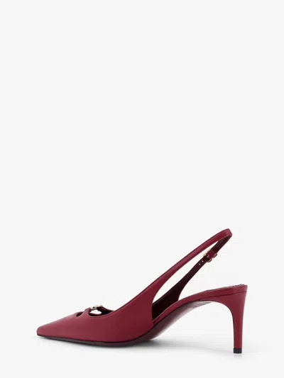 Dolce & Gabbana Bordeaux Slingback Pumps With Medium Stiletto Heel And Logo Plaque On The Front In Patent Leather Wo