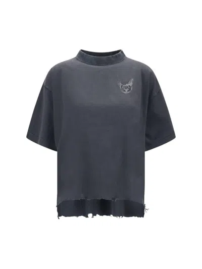 Balenciaga Black T-shirt With Logo Embroidery On The Front And Maxi Logo Lettering On The Rear In Cotton Woman
