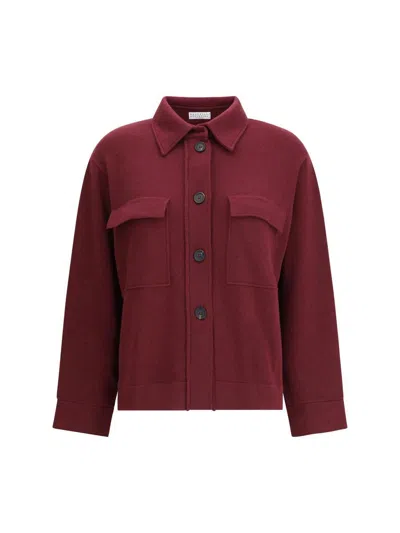 Brunello Cucinelli Wraparound Wool Cashmere Cardigan With Patch Pockets In Brown