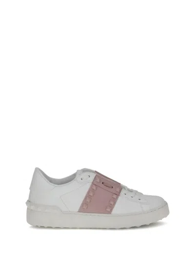 Valentino Studded Calfskin Sneakers Rubber Studs In White