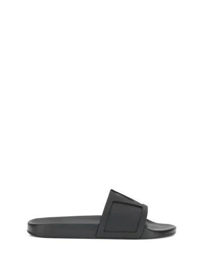 Valentino Garavani Black Sandals With Vlogo Detail On The Front In Tech Fabric Man
