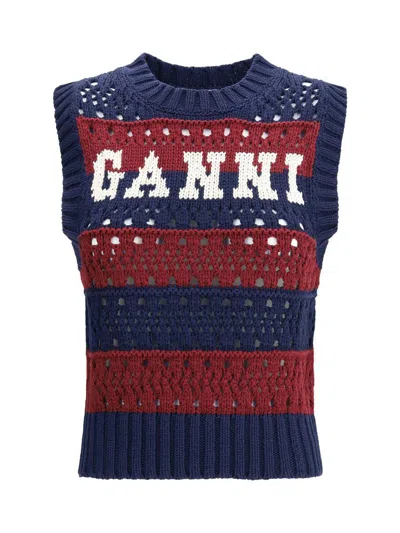 Ganni Multicolor Blue Striped Vest