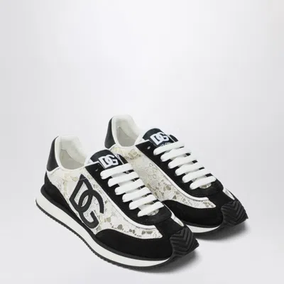 Dolce & Gabbana Multicolor Mesh And Split Leather Cushion Sneakers In Black
