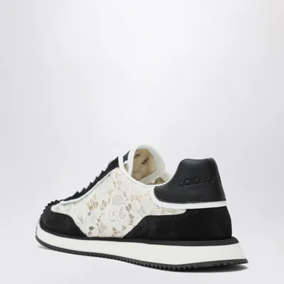 Dolce & Gabbana Multicolor Mesh And Split Leather Cushion Sneakers In Black