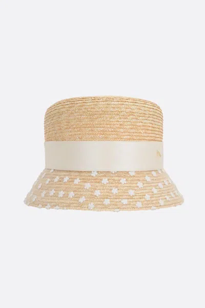 Maison Michel Mini Kendall Straw Boater Hat In Neutral