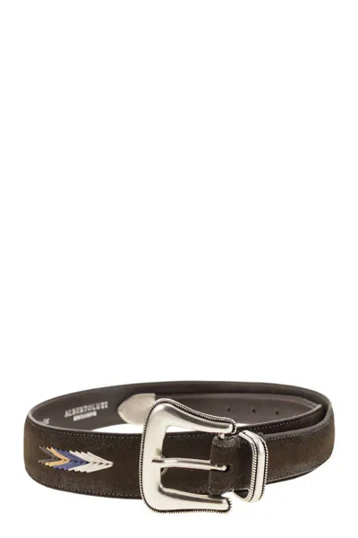 Alberto Luti Suede Belt With Embroidery