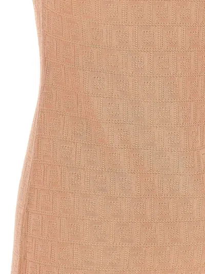 Fendi Ff Jacquard Knitted Mini Dress In Neutral