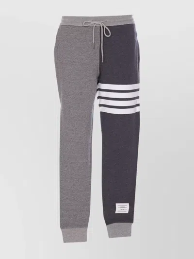 Thom Browne Trousers Block Design Striped Detail In Gray
