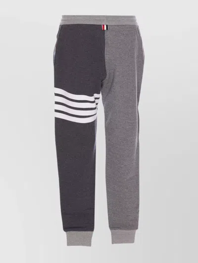 Thom Browne Trousers Block Design Striped Detail In Gray
