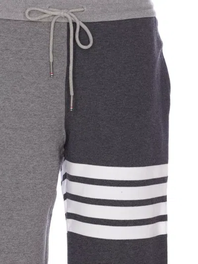 Thom Browne Trousers Block Design Striped Detail In Gray