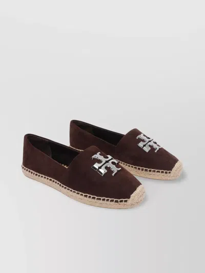 Tory Burch Round Toe Suede Espadrilles With Espadrille Sole In Brown
