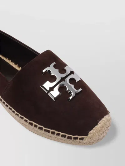 Tory Burch Round Toe Suede Espadrilles With Espadrille Sole In Brown