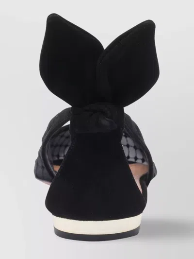 Aquazzura Black Mesh And Suede Ballerinas With Bow