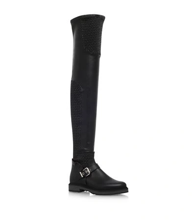 Fendi Quilted Stretch-leather Over-the-knee Boots In Black