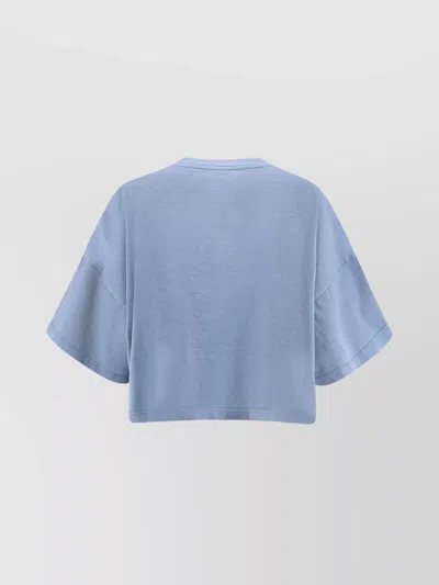 Chloé Cotton Jersey Logo Crop T-shirt In Blue