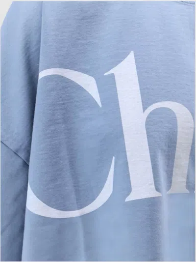 Chloé Cotton Jersey Logo Crop T-shirt In Blue