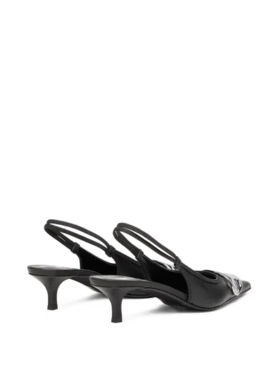 Diesel Venus Leather Slingback Pumps Kitten Heel In Black