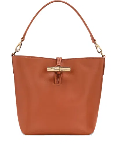 Longchamp Extra Small Le Roseau Leather Bucket Bag In Brown