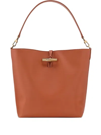 Longchamp Extra Small Le Roseau Leather Bucket Bag In Brown
