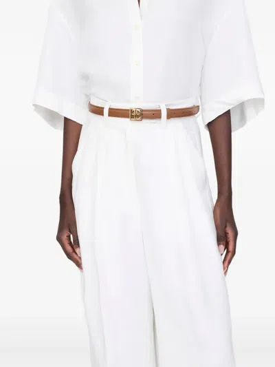 Anine Bing Womens Cognac Monogram Leather Belt