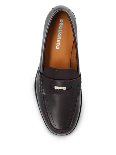 Dsquared2 Round Toe Loafers In Brown