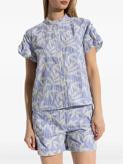 花卉印花排扣衬衫