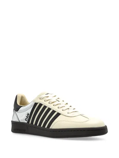 Dsquared2 Panelled Leather Sneakers In Neutral