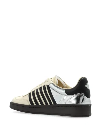 Dsquared2 Panelled Leather Sneakers In Neutral