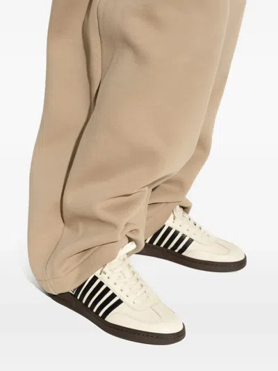 Dsquared2 Panelled Leather Sneakers In Neutral