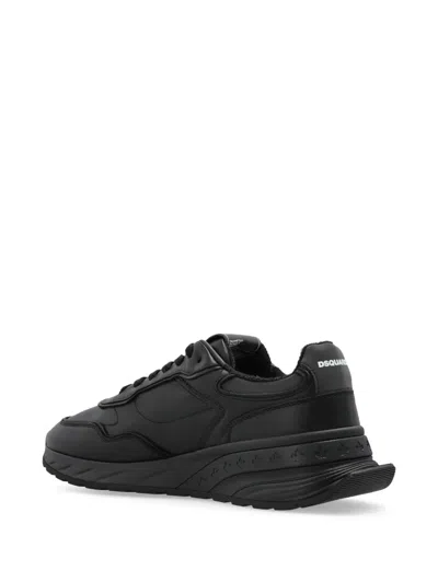 Dsquared2 Bold Leather Paneled Sprinter Sneakers In Black