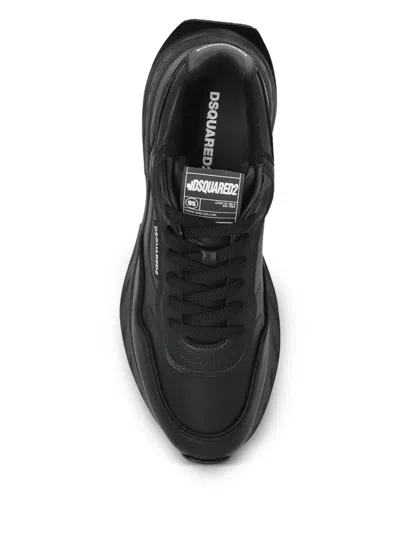Dsquared2 Bold Leather Paneled Sprinter Sneakers In Black