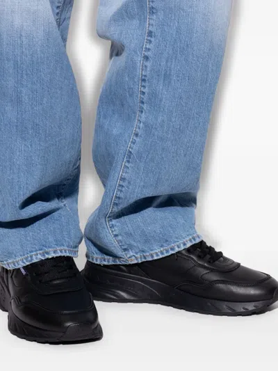 Dsquared2 Bold Leather Paneled Sprinter Sneakers In Black