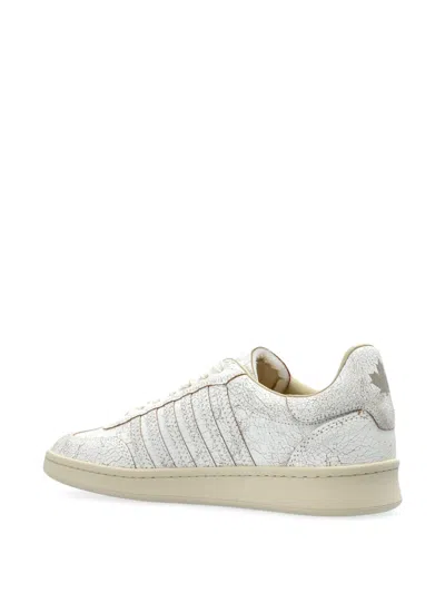 Dsquared2 White Leather Boxer Sneakers In White