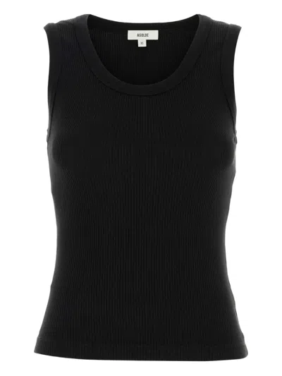 Agolde Poppy Ribbed Tank Top In Black
