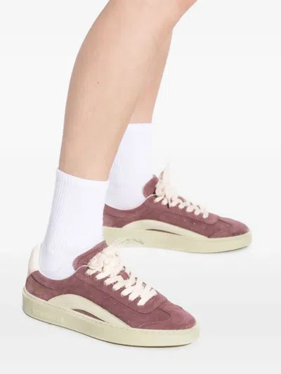 Dsquared2 Suede Low-top Sneakers In Burgundy
