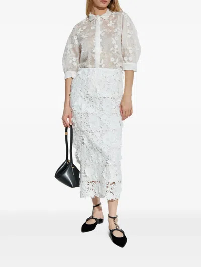 花卉刺绣半透明衬衫