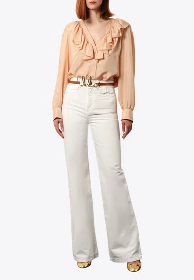 Chloé Chloe Peach Satin Shirt In Brown