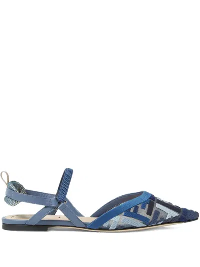 Fendi Colibri Lite Slingback Ballet Flats In Blue