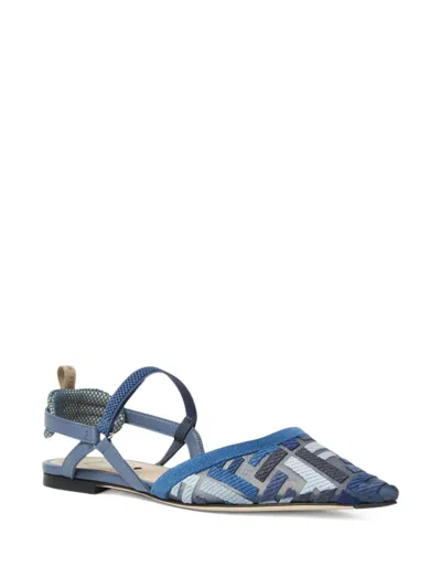 Fendi Colibri Lite Slingback Ballet Flats In Blue
