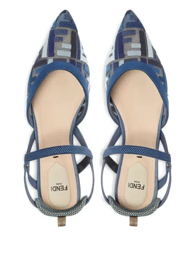 Fendi Colibri Lite Slingback Ballet Flats In Blue
