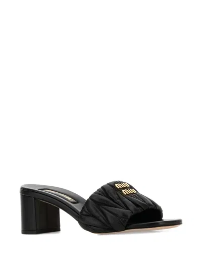 Miu Miu Logoed Sandals In Black